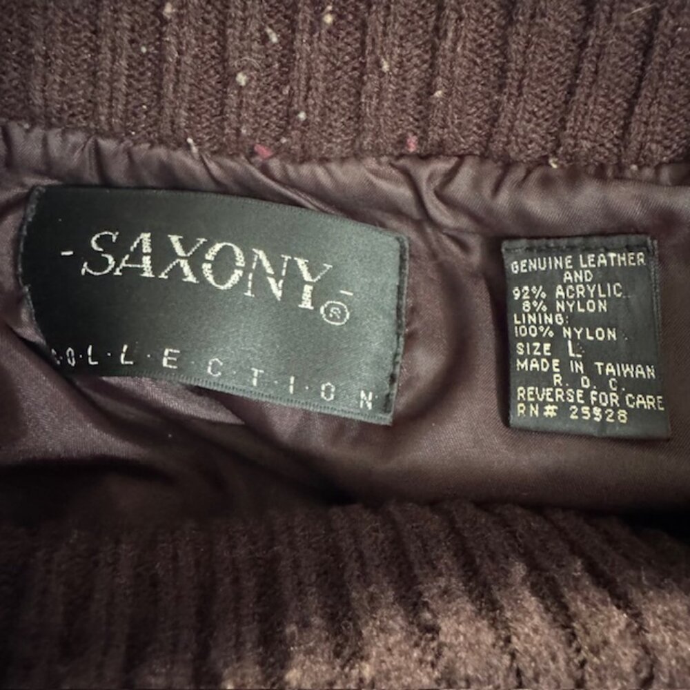 Vintage Men's Saxony Leather & Suede Sweater Size Large - Picture 8 of 8